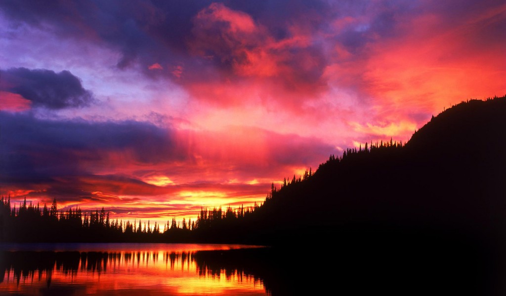 Sunset Reflection Nature Wallpaper 587 1024x600 - Wallpaper - HD Wallpaper
