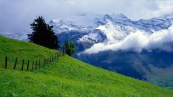 Clouds Grass Mountains Wallpaper 493