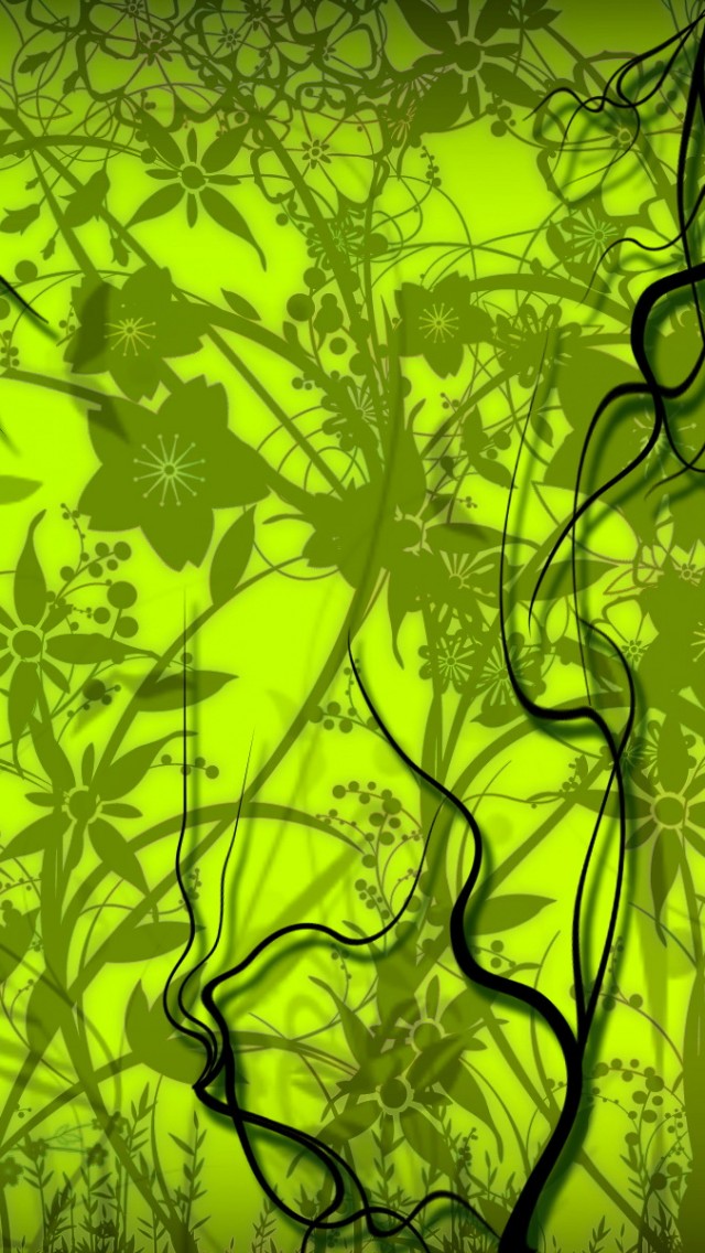 Green Flowers Abstract Wallpaper 0019