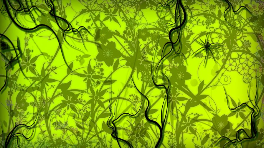 Green Flowers Abstract Wallpaper 0019