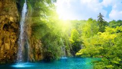 Waterfall Lake Nature Wallpaper 794