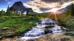 Waterfall Sunrise Mountain Wallpaper 889